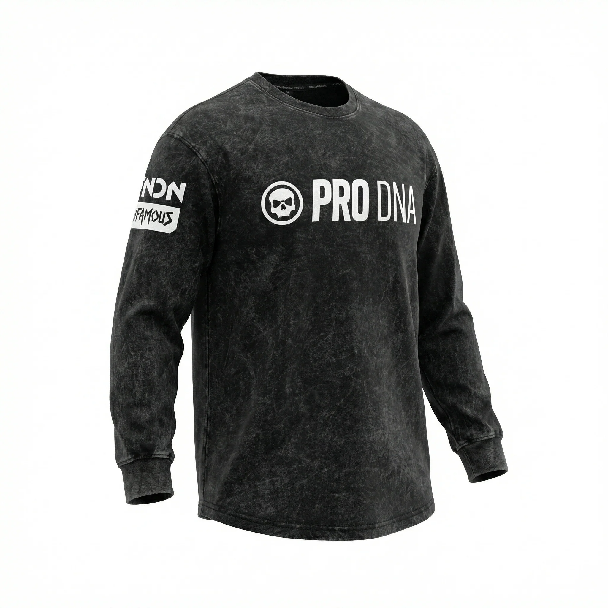 STONE WASHED LONG SLEEVE SHIRT - BLACK WASH